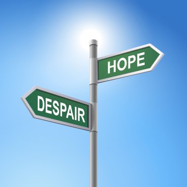 3d yol işareti söyleyerek umutsuzluk ve umut