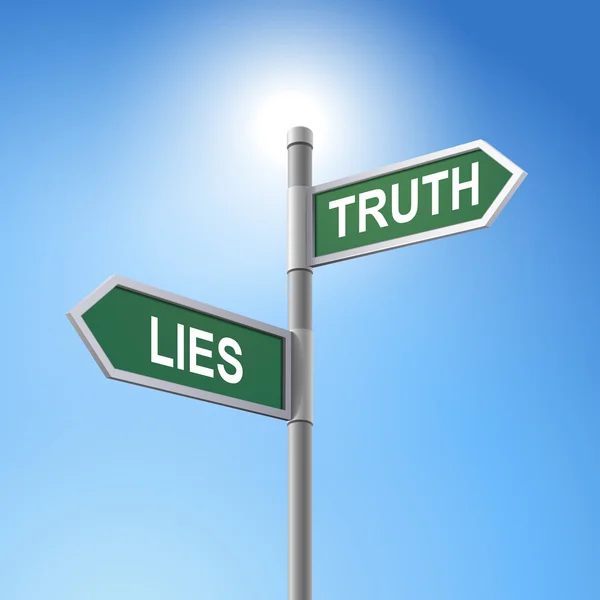 Panneau routier 3d disant mensonges et vérité — Image vectorielle