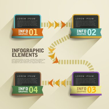 Retro akış şeması Infographic elemanları
