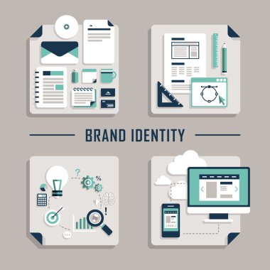marka kimliği için düz tasarım vektör simgeler