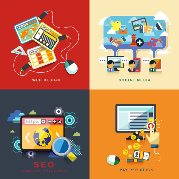 flat web design, seo, social media, pay per click 