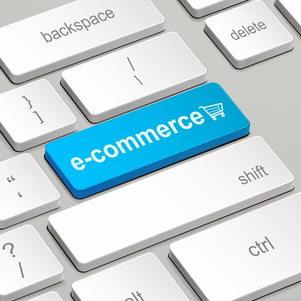 E-commerce concept met toetsenbord van de computer — Stockvector