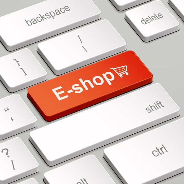 E-shop konsepti ile bilgisayar klavye — Stok Vektör
