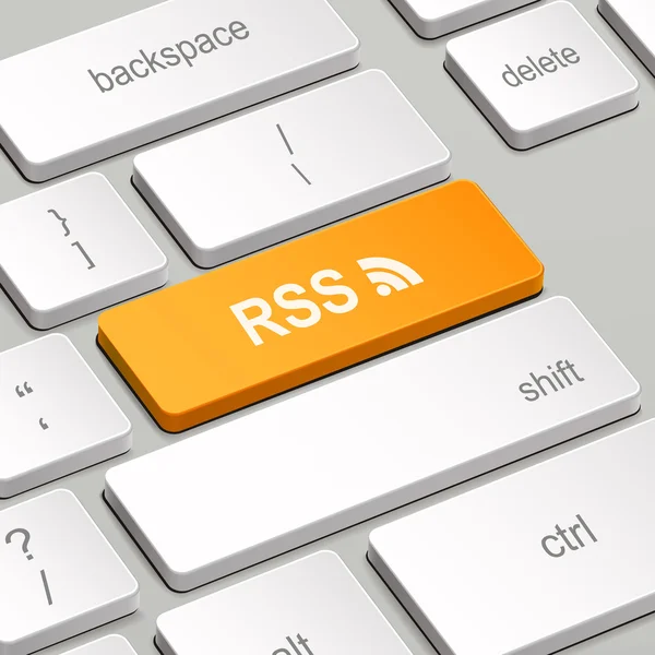 RSS concept met toetsenbord van de computer — Stockvector
