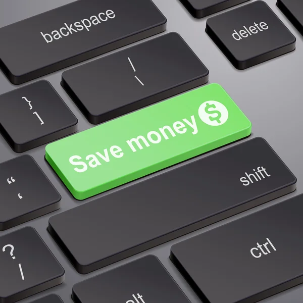 Risparmiare denaro concetto con tastiera del computer — Vettoriale Stock