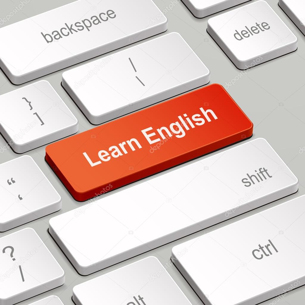 learning English concept with computer keyboard