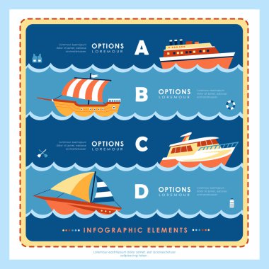 karikatür tarzı gemi Infographic elemanları