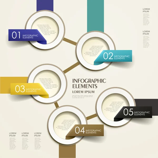 3d vector abstract flow chart paper infographic elements — Stock Vector