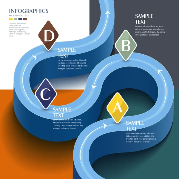 Soyut 3d fütüristik mavi yol Infographic öğeler vektör — Stok Vektör