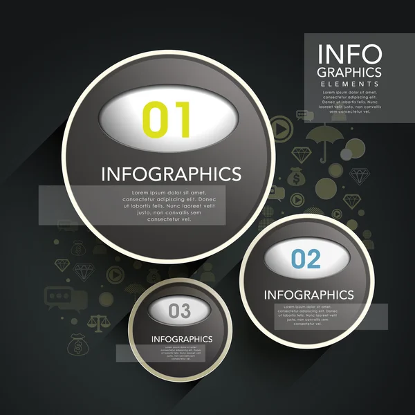 Vecteur noir cercle plastique étiquette éléments infographiques — Image vectorielle