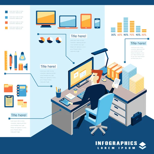 Office business infographic elementen — Stockvector