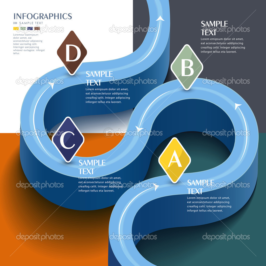 vector abstract 3d futuristic blue road infographic elements