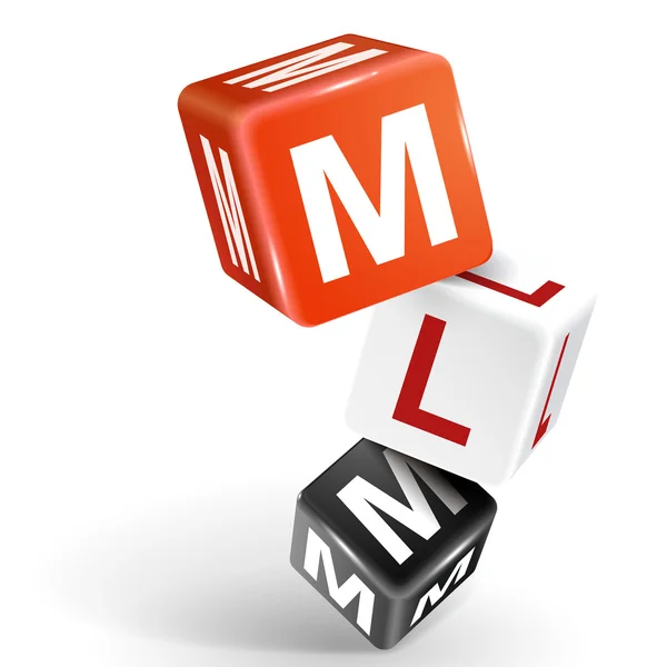Ilustración de dados 3d con palabra MLM — Vector de stock