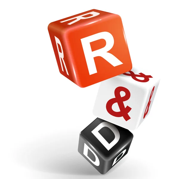 Illustration de dés 3d avec les mots R et D — Image vectorielle