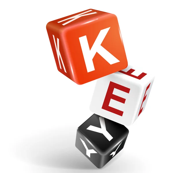 Illustration de dés 3d avec le mot KEY — Image vectorielle