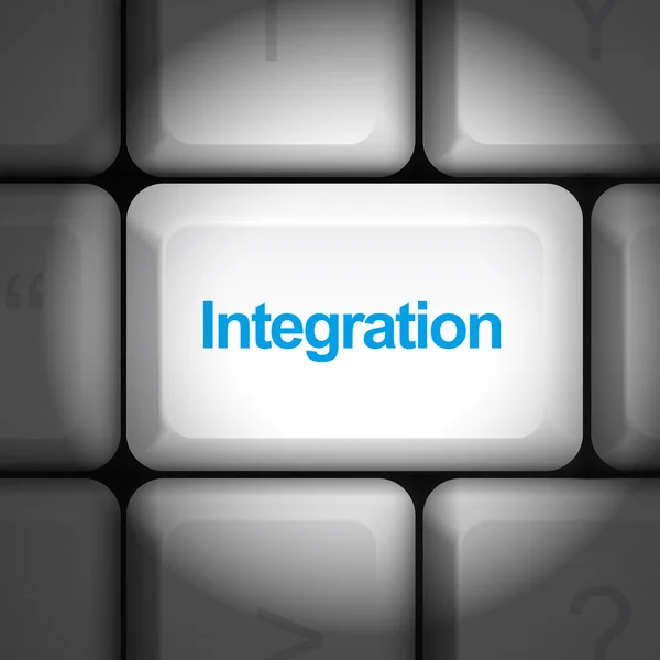 Integratie concept met toetsenbord van de computer — Stockvector