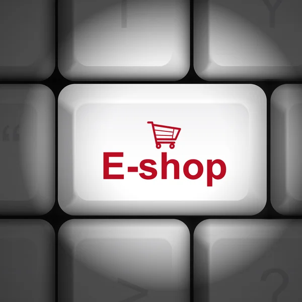 E-shop concept met toetsenbord van de computer — Stockvector