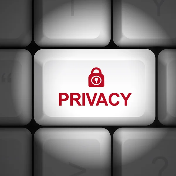 Privacy beleid concept met toetsenbord van de computer — Stockvector