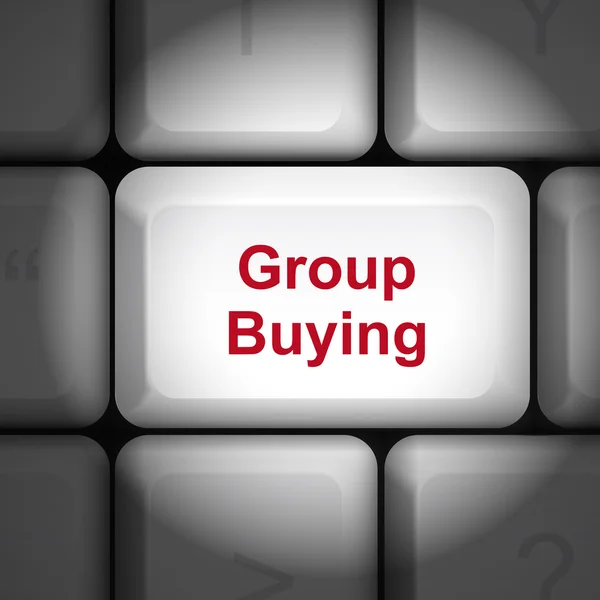 Conceito de compra de grupo com teclado de computador — Vetor de Stock