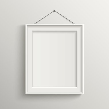 blank frame on white wall with shadow