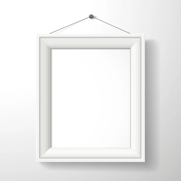 Cadre blanc vecteur 3d sur mur blanc — Image vectorielle