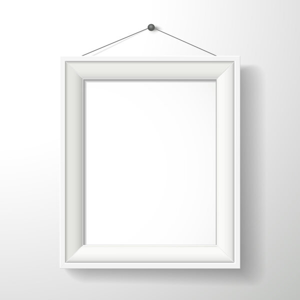 3d vector blank frame on white wall