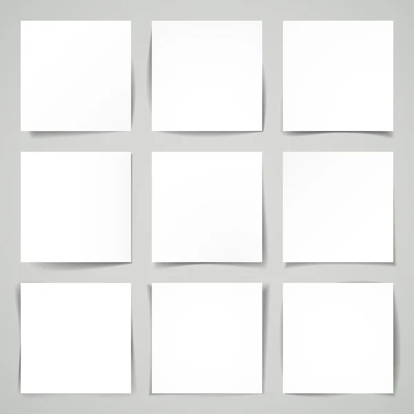 3d vector nine squares of blank paper — Stock Vector