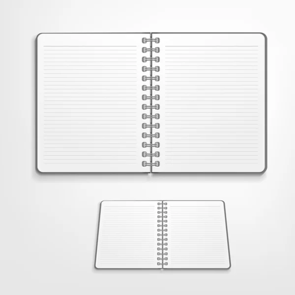 Cuaderno forrado abierto sobre fondo blanco — Vector de stock