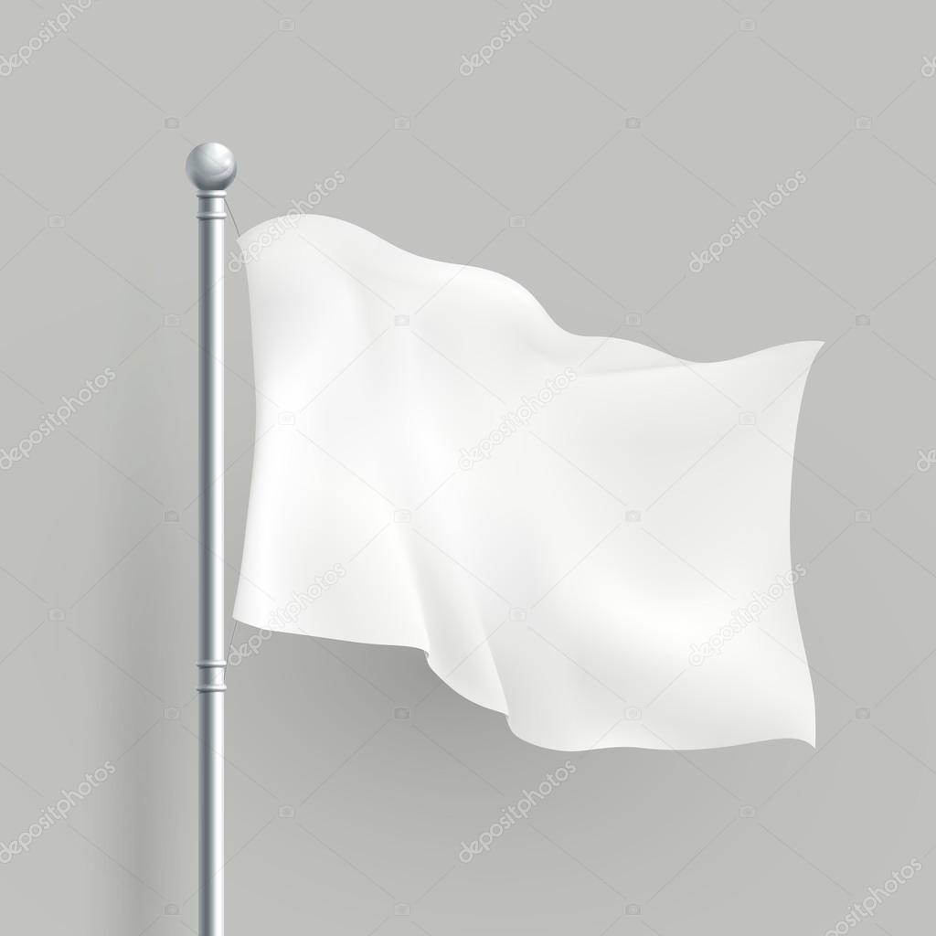 3d vector white flag blank template