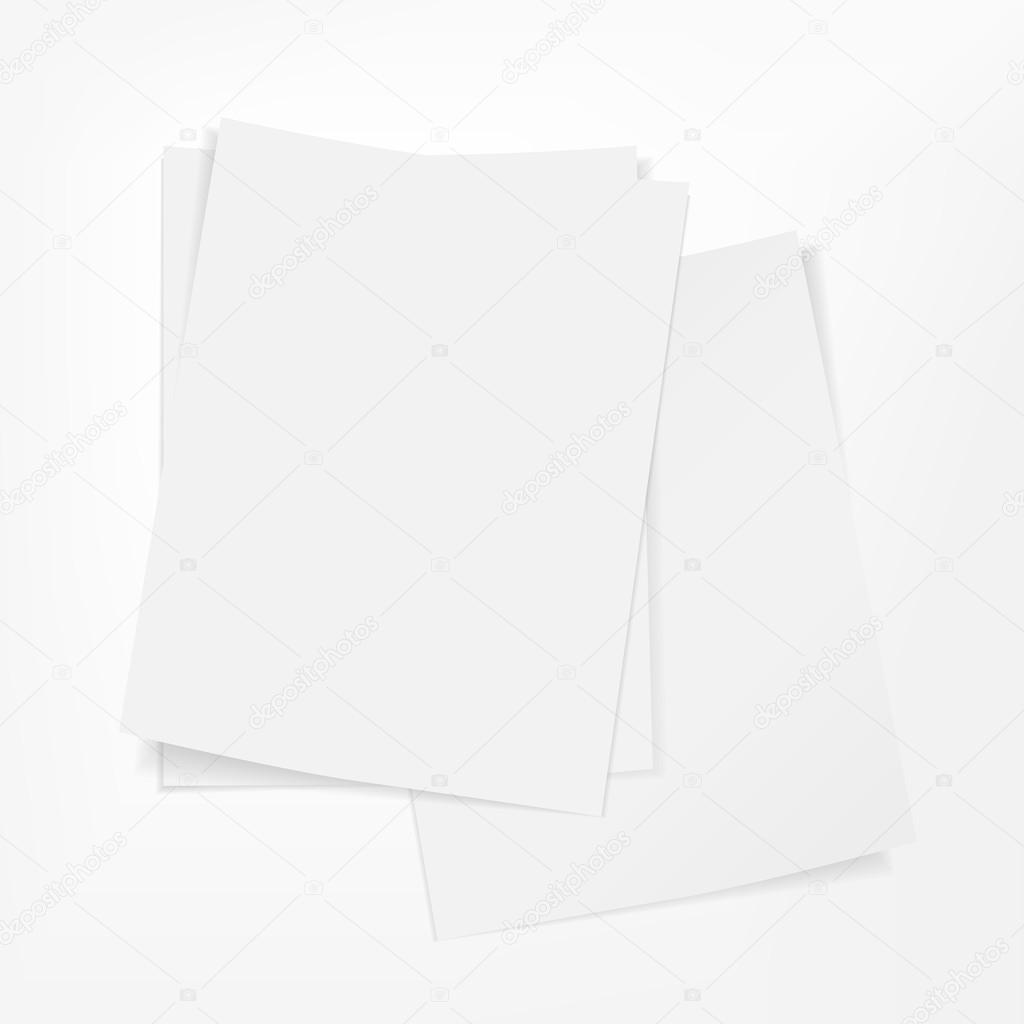 stack of paper on white background