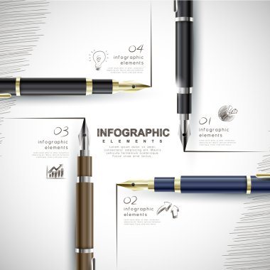creative template with fountain pen writing informations
