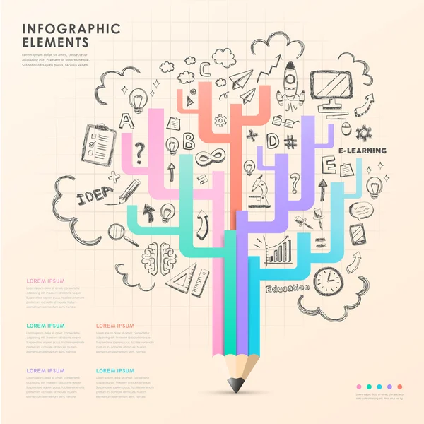 Vetor lápis árvore elementos infográficos — Vetor de Stock