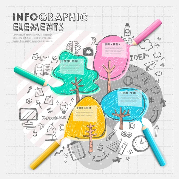 Mão desenhar estilo colagem vetor elementos infográficos — Vetor de Stock