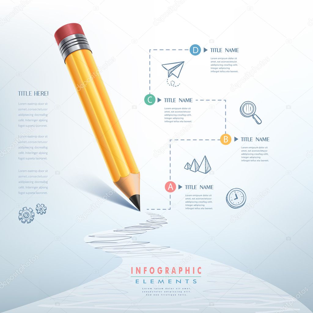 Creative infographics template with pencil, puzzle and education icons. abstract infographic design minimal style. graphic or website layout vector.