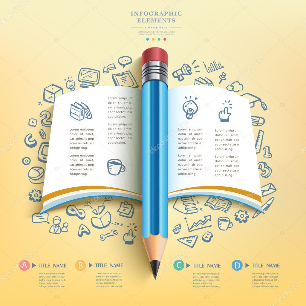 business education pencil Infographics 