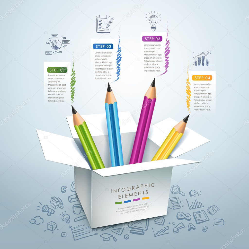 business education pencil Infographics 