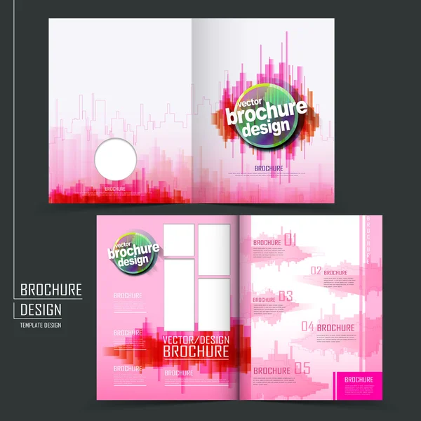 Prospetto vettoriale layout design con stile città rosa — Vettoriale Stock