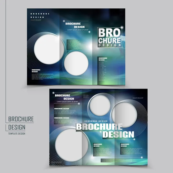 Vector tri-vouwen technologie stijl brochure lay-out ontwerpsjabloon — Stockvector