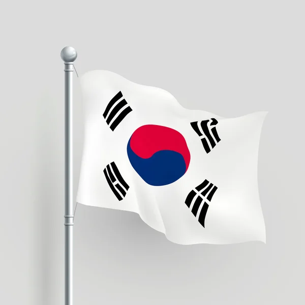 3D vektor södra korea flagga — Stock vektor