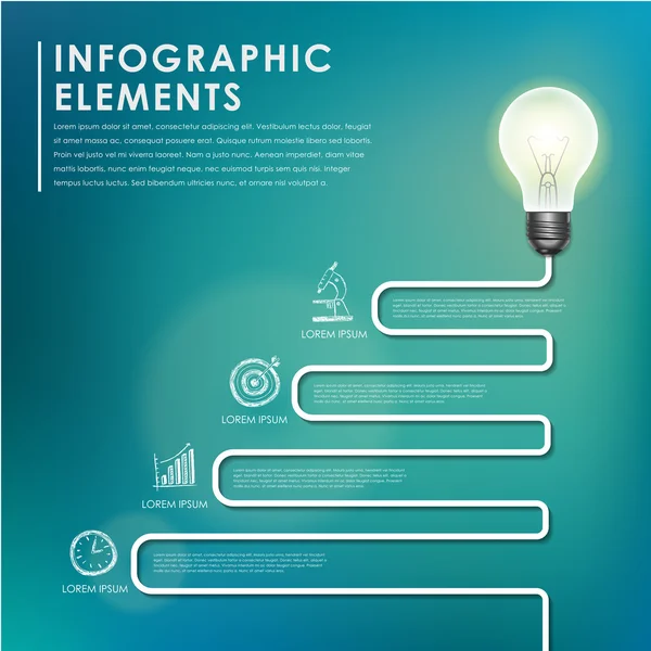 Bombilla con concepto de escalera elementos infográficos abstractos — Vector de stock