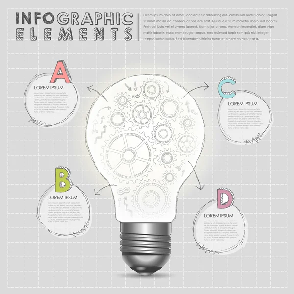 Lamp met versnelling abstracte infographic elementen — Stockvector