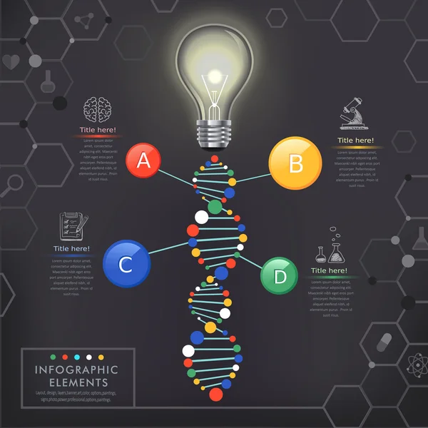 Plantilla de infografía creativa con bombilla — Vector de stock