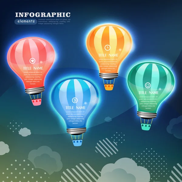 電球を持つ創造的なインフォ グラフィック テンプレート — ストックベクタ