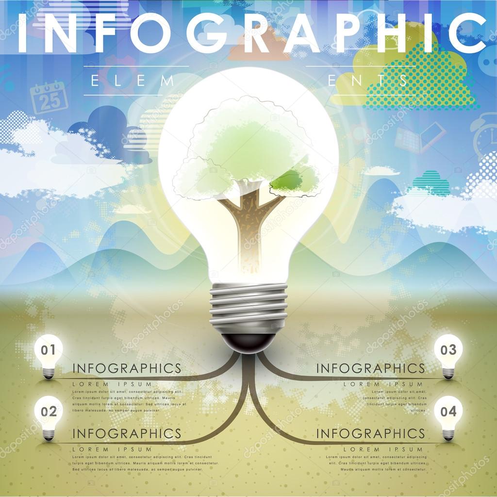 tree and idea bulb infographics