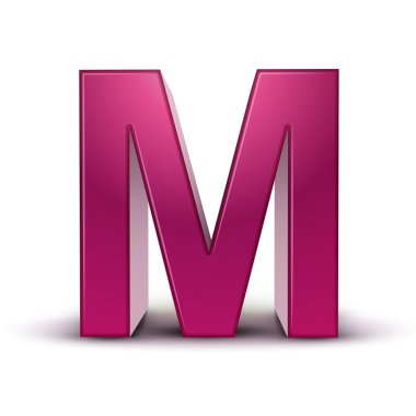 3D alfabe pembe m