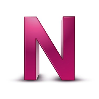 3D alfabe pembe n