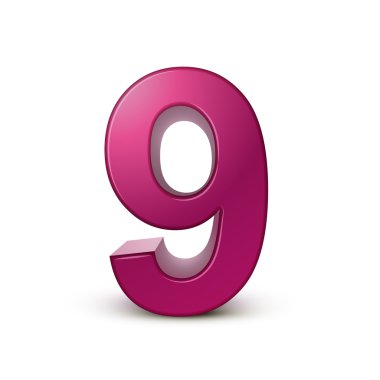 3D parlak pembe sayı 9