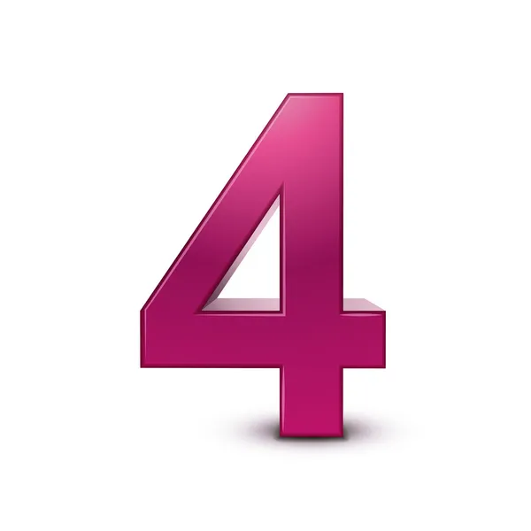 3d glänzend rosa Zahl 4 — Stockvektor