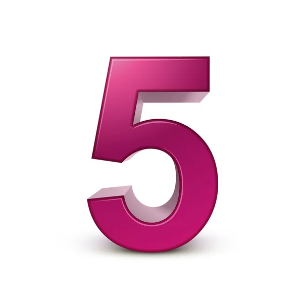 3d shiny pink number 5 — Stock Vector