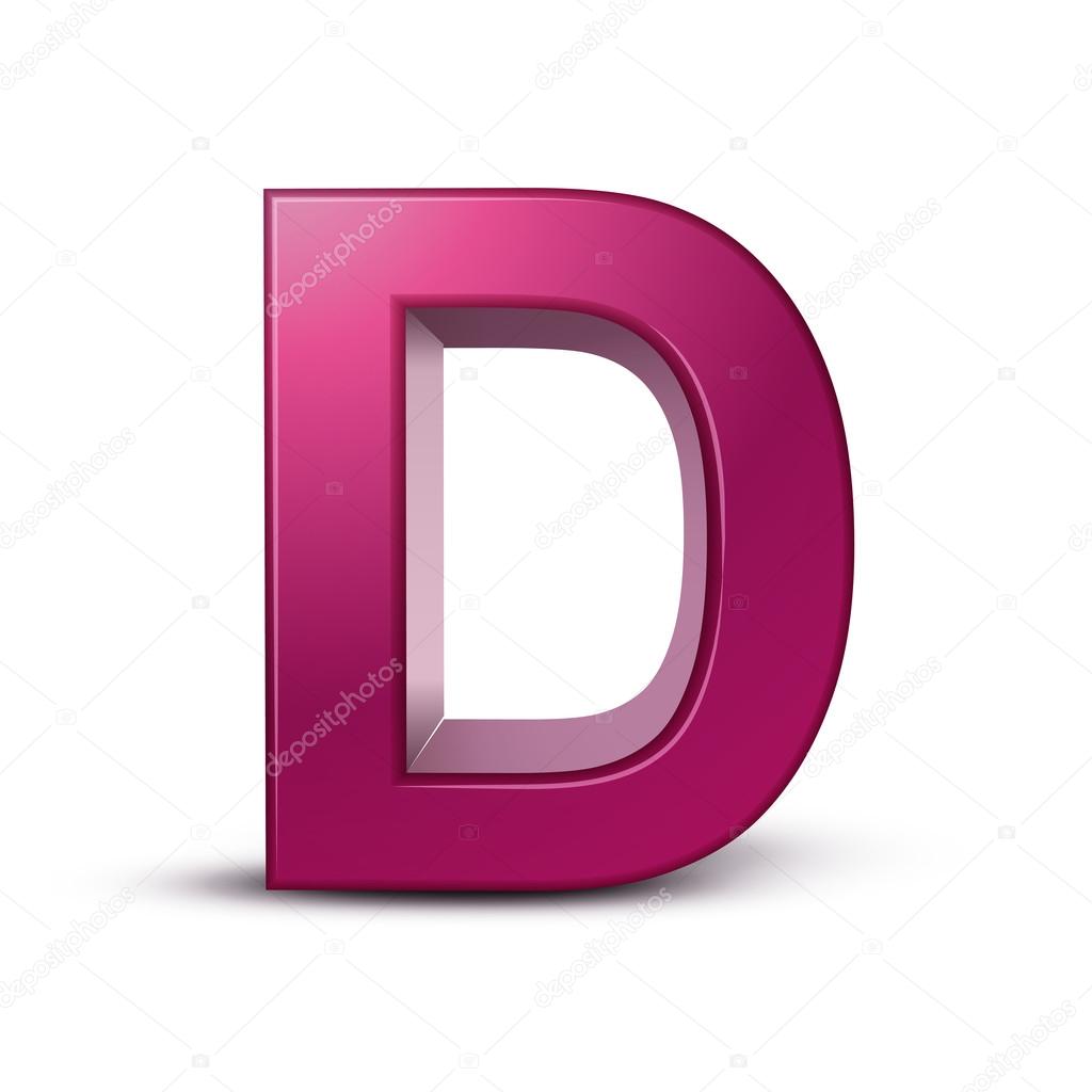 3d alphabet pink D